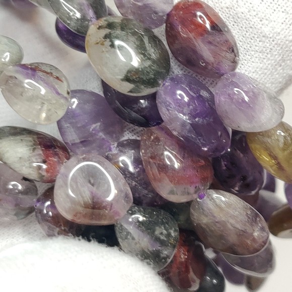 SUPER 7 STRETCHY NUGGET BRACELET NATURAL STONE w/ FREE FELT POUCH - Picture 6 of 8